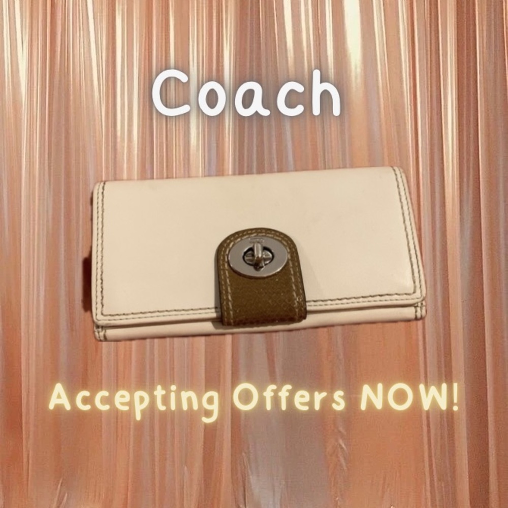 Coach Cream and Brown Wallet
